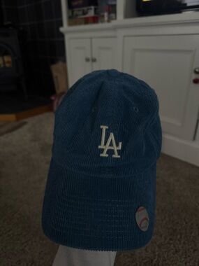 Los Angeles Dodgers Corduroy Baseball Cap - Blue with White LA Logo